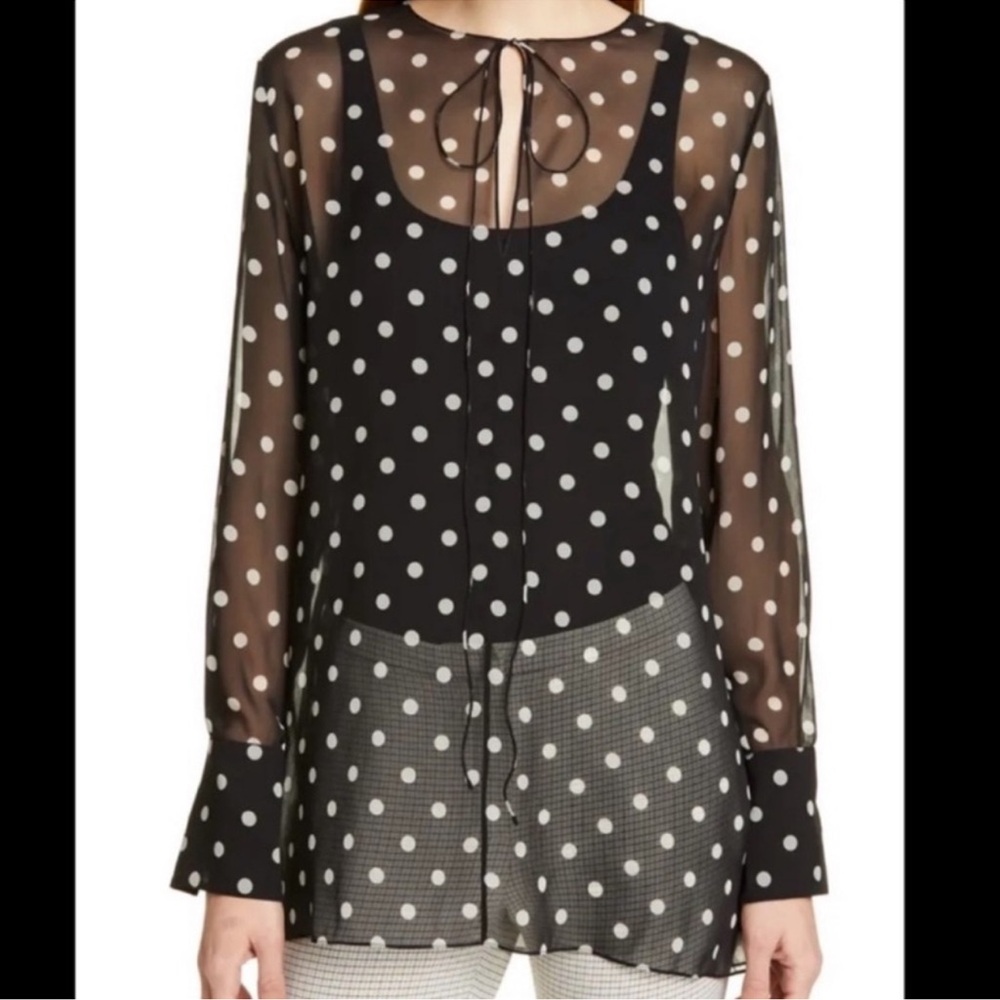 Theory Sheer Polkadot Top